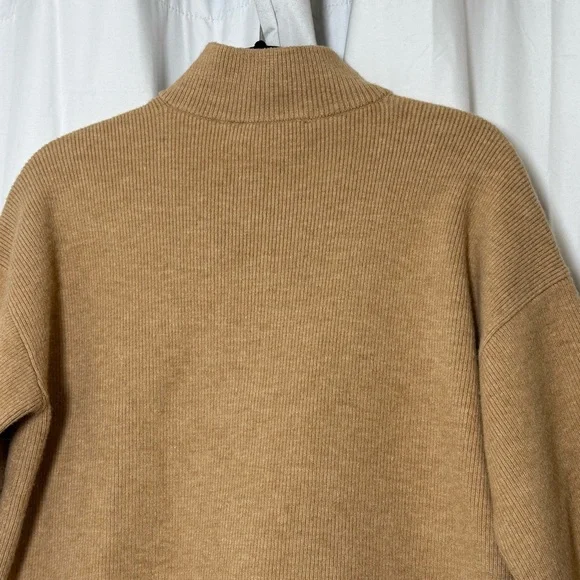 LOFT Waist Patch Pocket Cardigan Button Front Sweater Camel Womens Medium - Picture 7 of 11